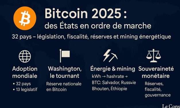 Bitcoin, de l’ombre à l’État : 32 nations s’organisent pour l’adopter